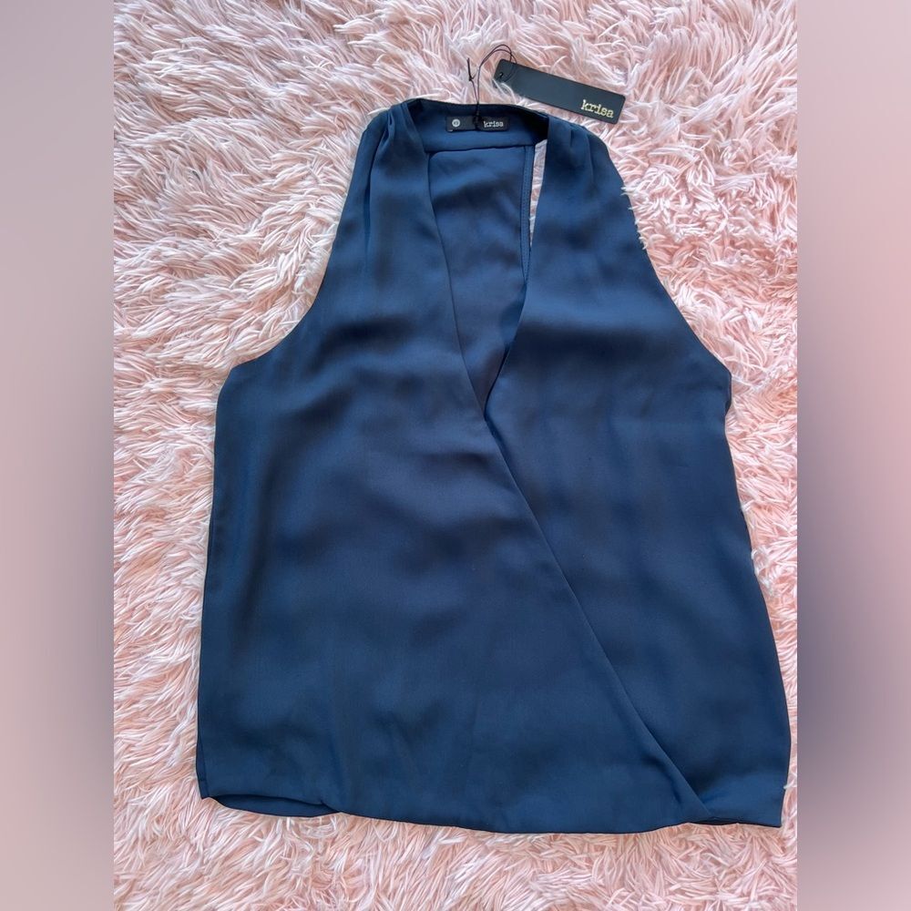 Karisa Surplice Tank in color Newport Navy Blue NWT size XS